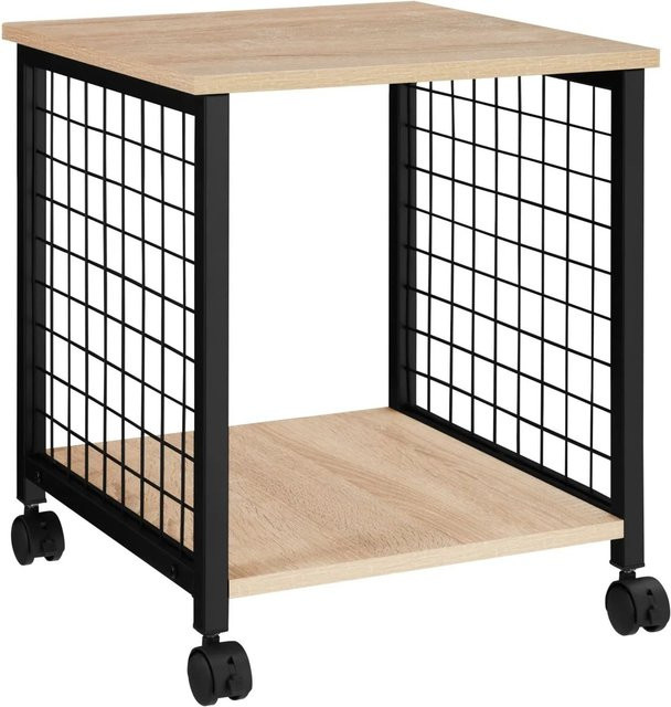 tectake Beistelltisch Gary Industrial Style in Schwarz und Hellholz mit Lenkrollen, B/T/H: 40 x 40 x 48 cm - Bild 2