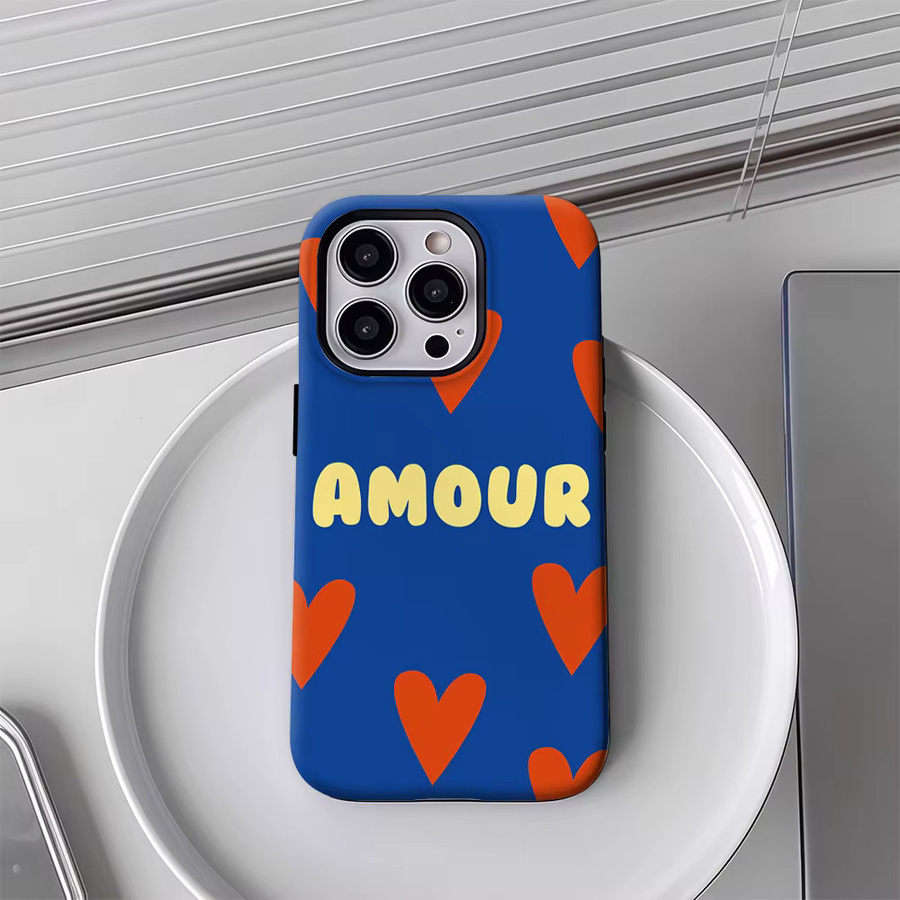 Handyhülle Amour mit roten Herzen für Apple iPhone 17 16 15 14 13 12 Pro Max Plus mit doppelschichtiger Rückseite - Bild 3
