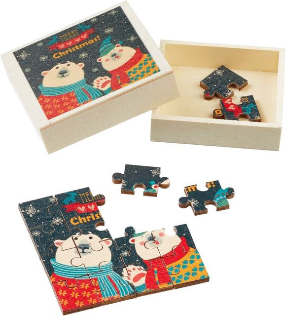 HobbyFun Miniatur Puzzle Weihnachten Holz Bunt - Bild 1