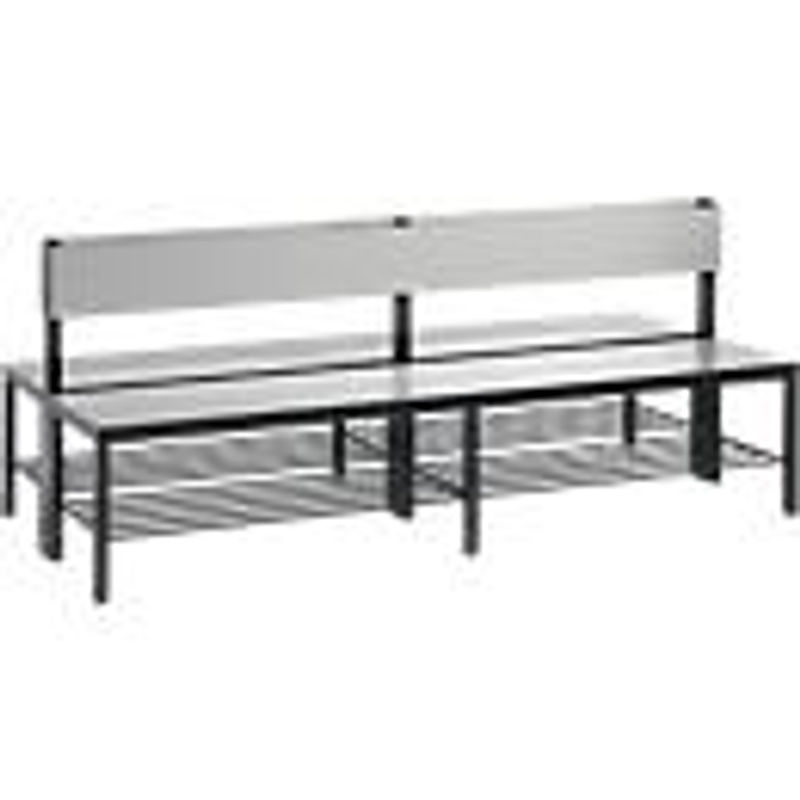 C+P Basic Plus Doppelseitige Sitzbank mit Rückenlehne und Schuhrost, Farbe Schwarzgrau und Silbergrau, H: 79,6 cm, B: 196,0 cm, T: 76,0 cm - Bild 2