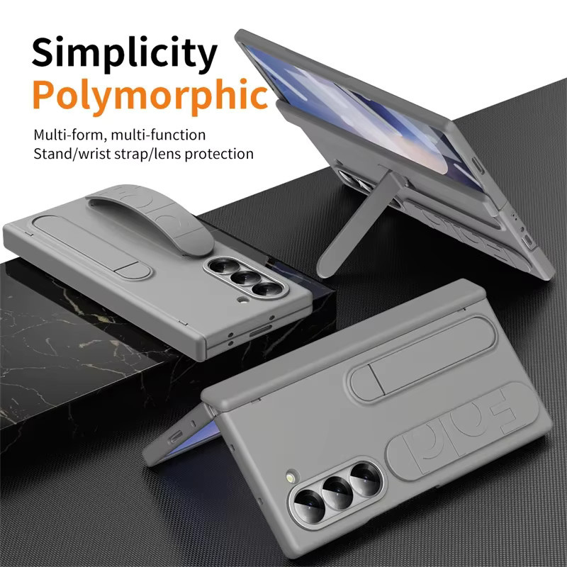 Schutzhülle mit Scharnierschutz und Handschlaufe für Samsung Galaxy Z Fold (kompatibel mit Fold 8, 7, 6, 5, 4, 3) inklusive Displayschutzfolie und Ständer, Farbe: Weiß - Bild 4