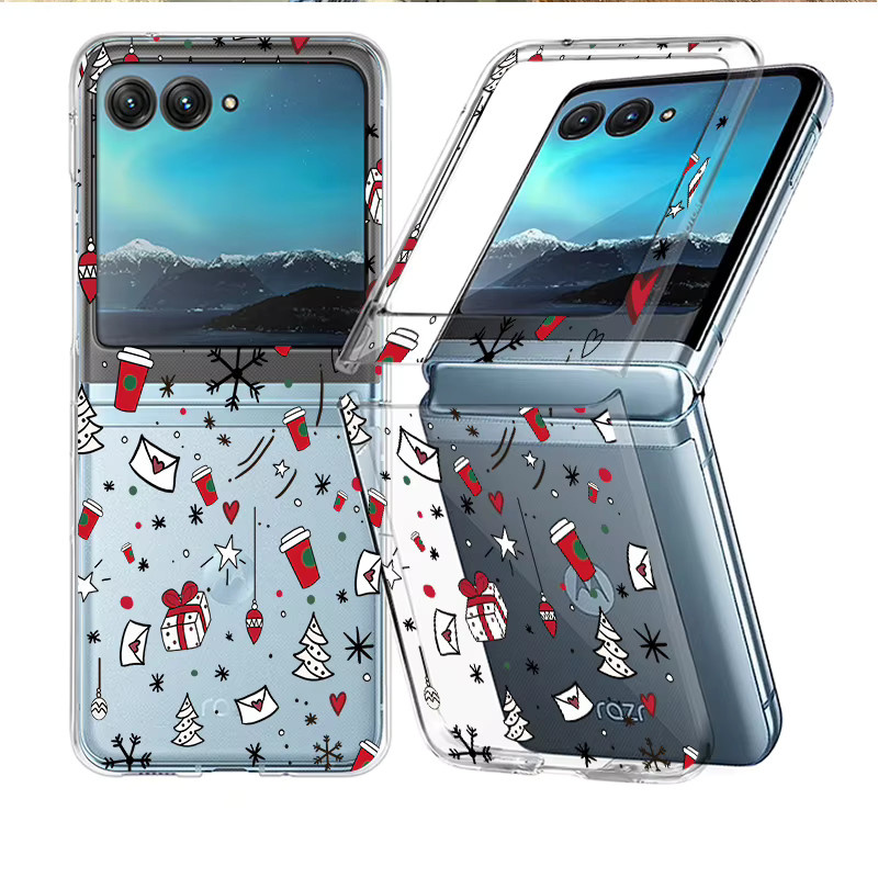 Stoßfeste Handyhülle mit Cartoon-Weihnachtsbaum Design für Motorola Razr 50, Razr 40 Ultra und Razr 40, transparent und faltbar - Bild 4