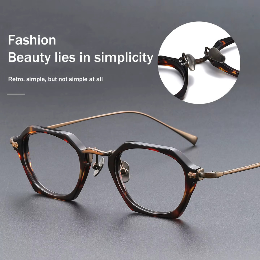 VICKI Korrektionsbrille Herren, Vollrand, hexagonal, Titan, braun - Bild 2