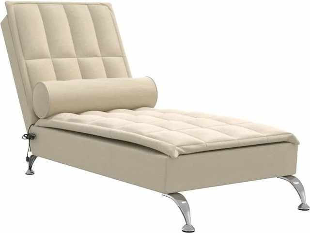 vidaXL Massage-Chaiselongue in Beige mit verstellbarer Kopfstütze und USB-Ladefunktion, Stoffbezug, B/T/H: 187,0 x 75,0 x 75,0 cm - Bild 1