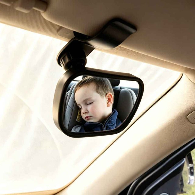 vvocci 2-in-1 Baby-Beobachtungsspiegel für das Auto in Schwarz zur einfachen Installation als Kindermonitor und Rücksicherheitsspiegel für den Rücksitz - Bild 1