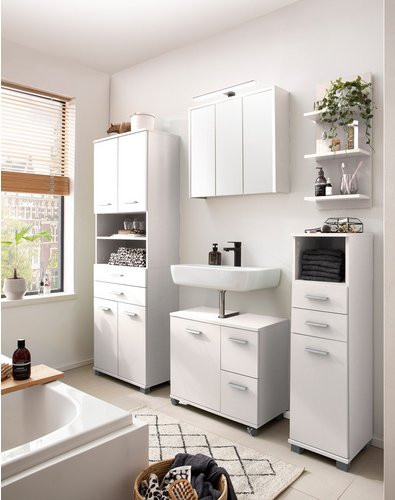 Schildmeyer Waschbeckenunterschrank Palermo in Mattweiß, B/H/T: 65 x 60 x 32 cm - Bild 1