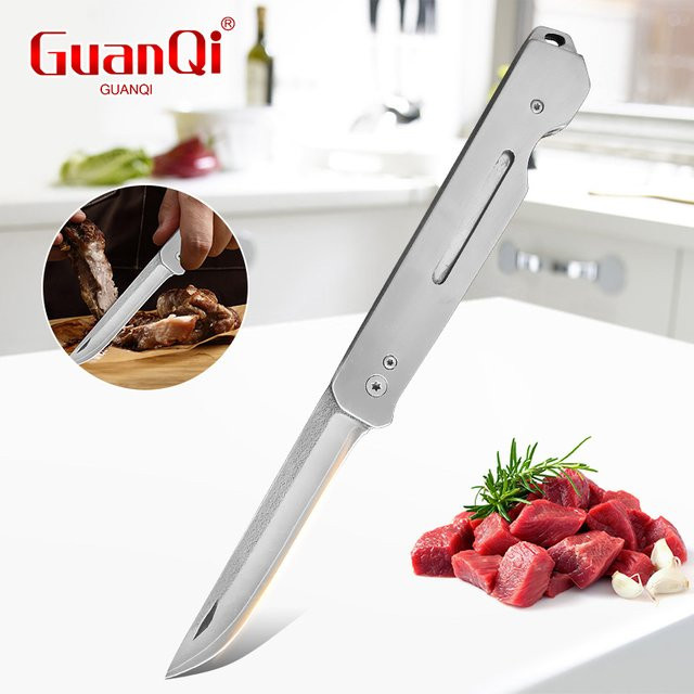 GuanQi Klappbares Allzweckmesser mit scharfer Klinge und Edelstahlgriff in Silber - Bild 1