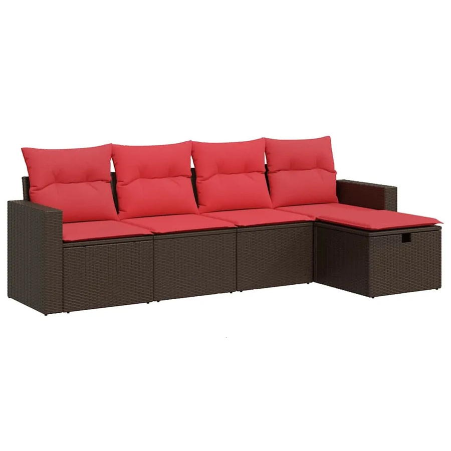 vidaXL 5-teilige Garten-Sofagarnitur aus braunem Poly-Rattan mit Sitzkissen und Stauraum - Bild 2