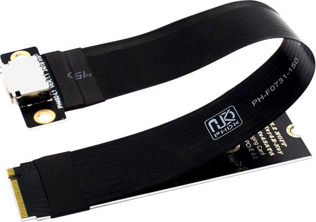 ALLOET M.2 NVMe PCIe 4.0 zu Oculink SFF-8611 SFF-8612 Buchsenkabel Verlängerungskabel in Schwarz für Gaming-PCs - Bild 1
