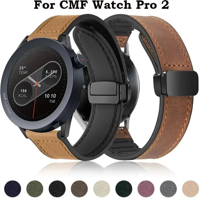 CMF Uhrenarmband Silikon, Leder, 22 mm, Braun, Schwarz - Bild 1