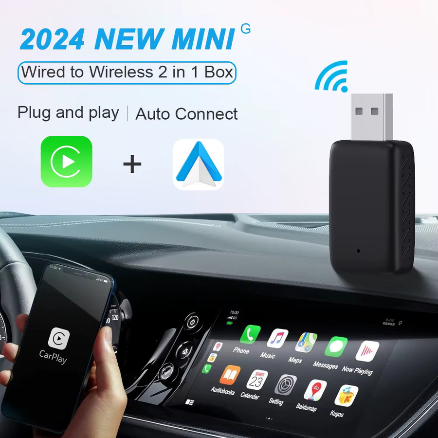XUDA 2-in-1 CarPlay und Android Auto Adapter, kabelloser Konverter mit 5 GHz WLAN, Plug-and-Play Smart Box, Schwarz - Bild 2