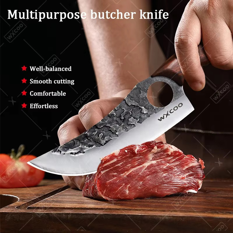 WXCOO Professionelles Küchen-Kochmesser aus Edelstahl in Silber mit Holzgriff und Schutzhülle - Bild 3