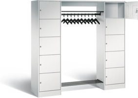 C+P Offene Garderobe Serie 8070 in Lichtgrau mit Garderobenstange und Zylinderschlössern, H x B x T: 195 x 187 x 48 cm - Bild 1