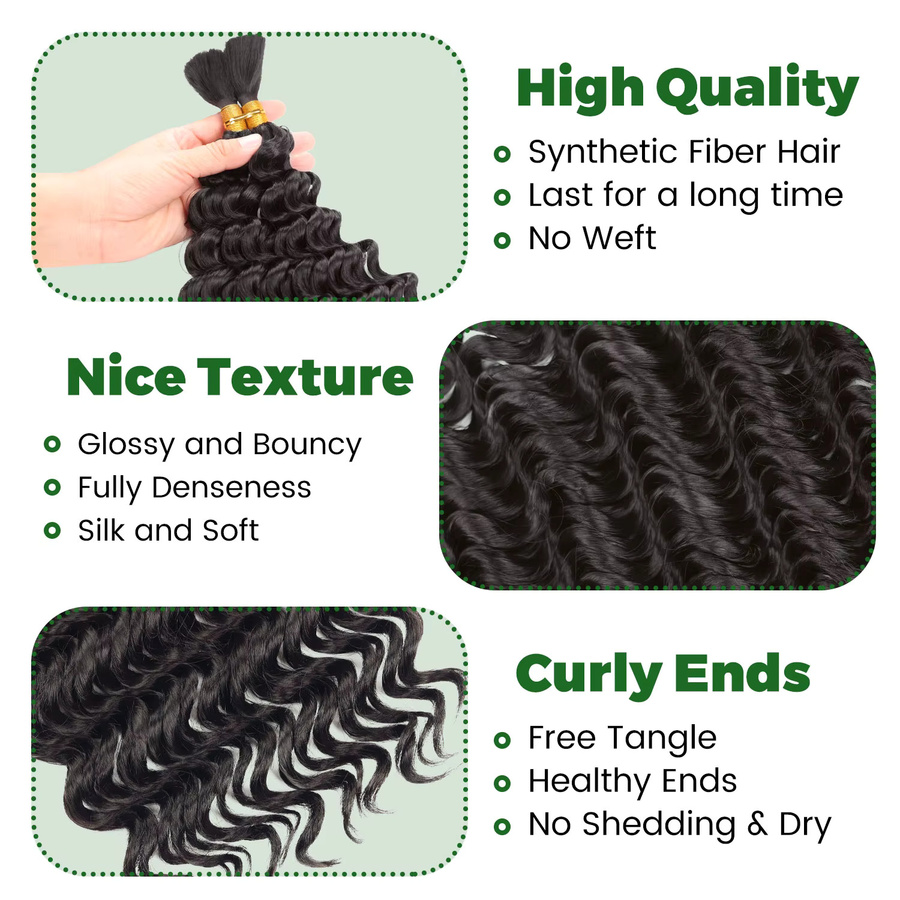 MEIZIXIU Synthetisches Haar für Flechten, Tiefe Welle, 2er-Paket, 160g - Bild 3
