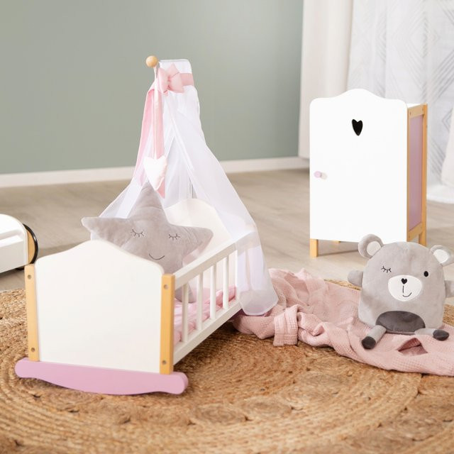 Roba Puppenwiege Scarlett, Holz, Weiß, Rosa / Pink - Bild 1