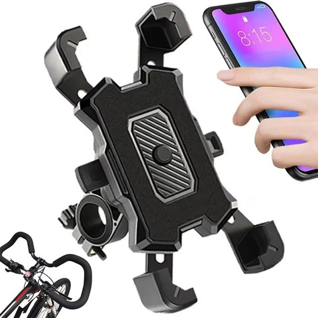 VORTNGLE Fahrrad Handyhalterung mit 360 Grad Rotation für Lenker oder Rückspiegel, Schwarz, kompatibel mit iPhone und Samsung zur Navigation - Bild 1