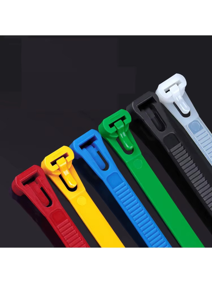 100 wiederverwendbare Kabelbinder aus Nylon in Schwarz, Weiß und Multicolour, abnehmbar und recycelbar - Bild 5