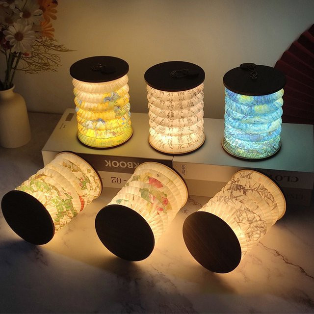 Lyfs LED Buchlampe im japanischen Stil, faltbare USB Nachtlicht-Laterne in Mehrfarben mit warmweißem Licht - Bild 1