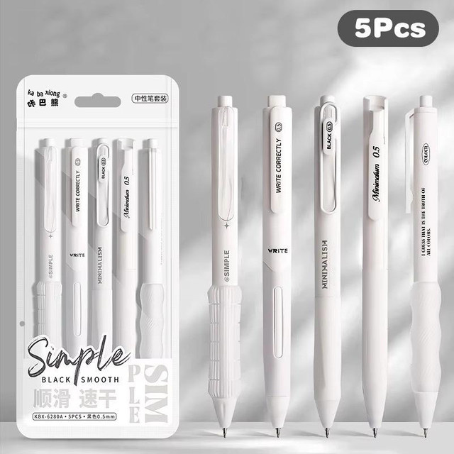 5-teiliges Gelschreiber-Set mit schwarzer Tinte, 0,5 mm Mine, transparentes Design für Büro und Schule - Bild 1