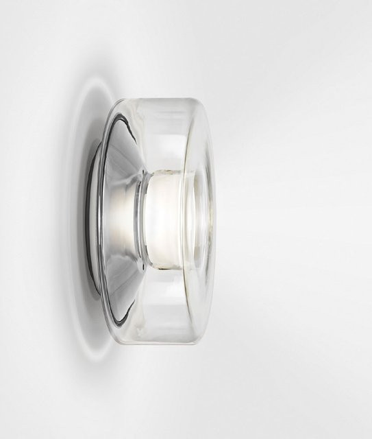 Serien Lighting Curling Wall L LED-Wandleuchte mit transparentem Glasschirm in Silber und warmweißem Licht (3000K) - Bild 1