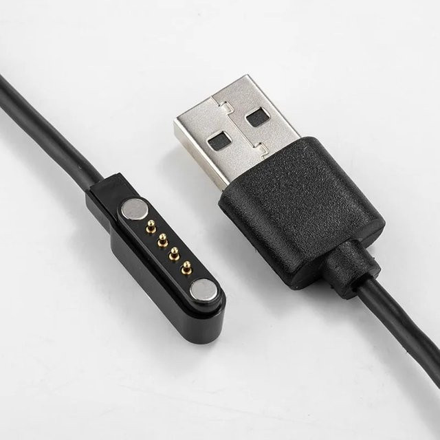 USB-C Ladekabel für 4-Pin-Schnittstellen von Knochenleitungs-Kopfhörern, Smartbands und Smartwatches in Schwarz mit 7,62 mm Abstand - Bild 1