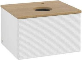 V&B Waschtischunterschrank Antao mit Frontstruktur in Eiche Honig und Weiß Lack, B/T/H: 60 x 36 x 50 cm - Bild 1