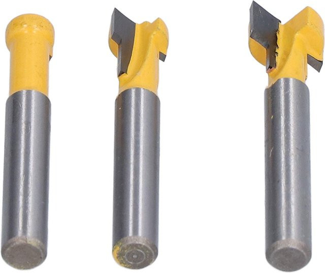 TOMTOP JMS Schlüssellochfräser-Set aus Stahl mit 1/4 Zoll Schaft, 3 Stück, Farbe Silber - Bild 1