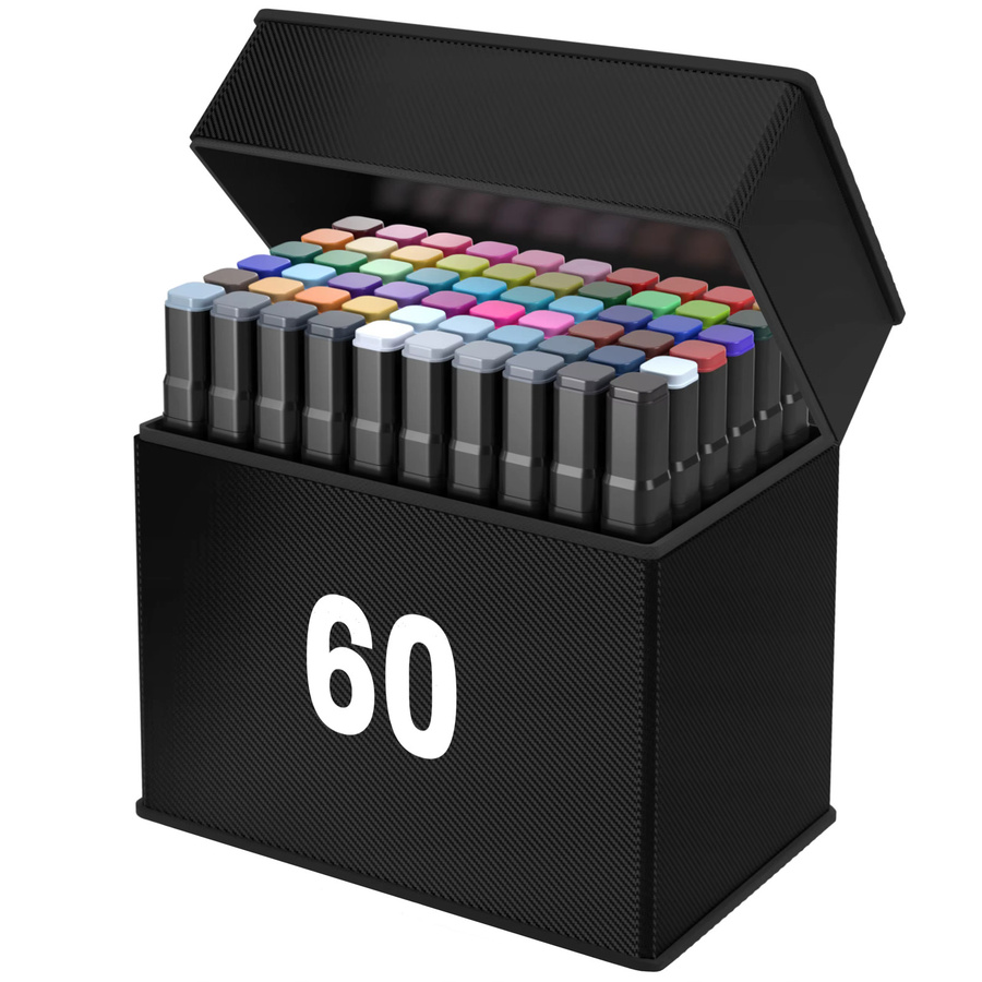 Alkoholmarker-Set mit 60 Farben und Doppelspitze aus Meißel- und Feinspitze für Manga-Illustrationen, Design und Zeichnen - Bild 7