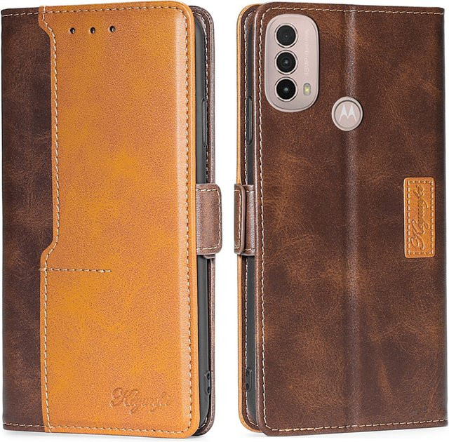 Magnetische Brieftasche Schutzhülle für Motorola Moto E20 E30 E40 E22 E22i E13 E32S E22S in Braun mit Kartenfächern - Bild 1