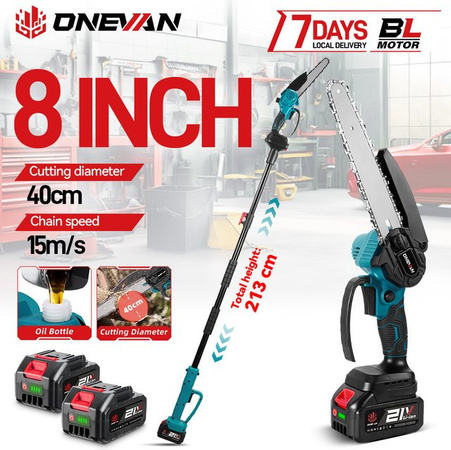 ONEVAN 2-in-1 Bürstenlose Elektrische Kettensäge und Hochastsäge für Makita 18V Akku, 8 Zoll, Kabelloses Garten-Baumschneidewerkzeug