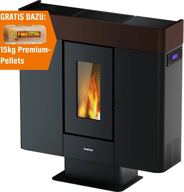 Freepoint Pelletofen Moon in Braun und Schwarz aus Stahl mit 10 kW Leistung und WLAN-Funktion - Bild 1