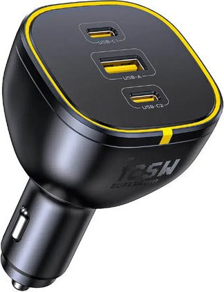 AOHI SUPERAUTO PD 165W Schnellladegerät für das Auto in Schwarz mit 2 USB-C und 1 USB-A Anschluss - Bild 1