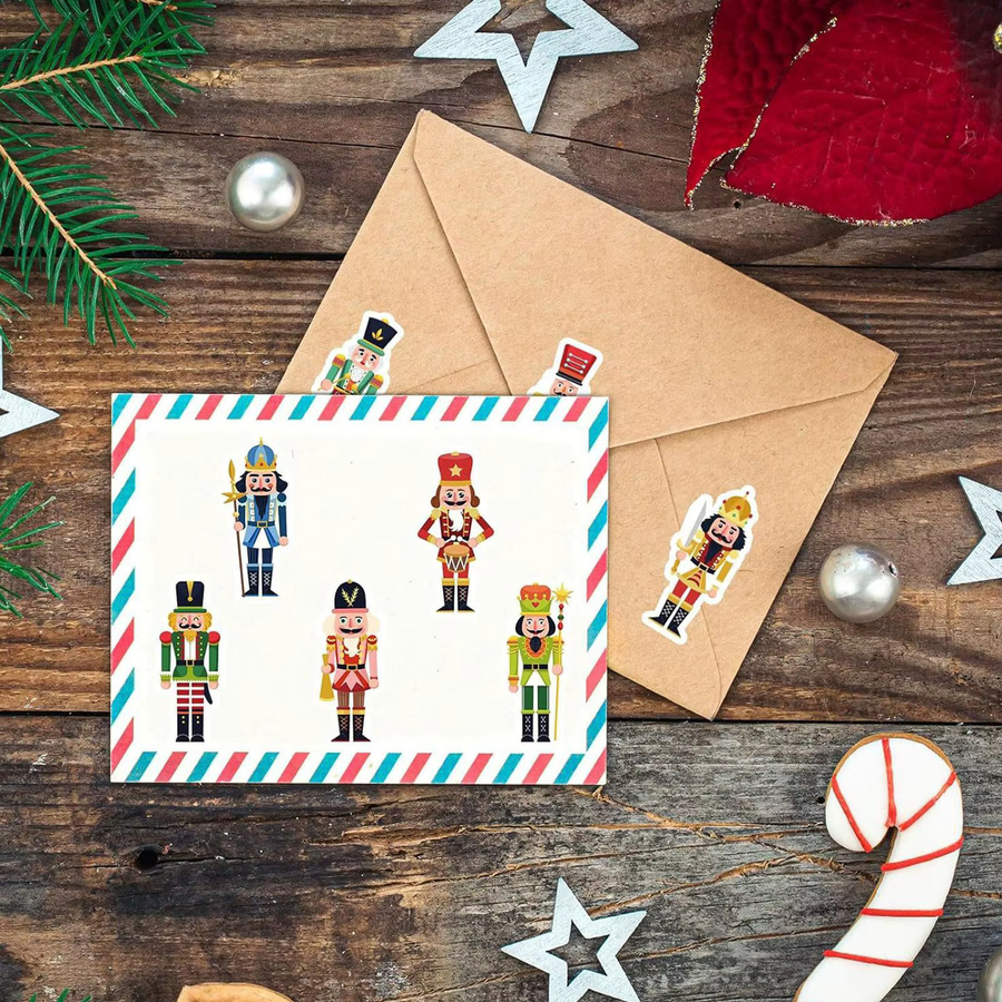 500 Stück Weihnachtsaufkleber mit Nussknacker-Motiv in Multicolour für Scrapbook, Tagebuch und Laptop - Bild 4