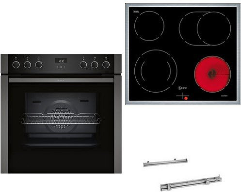 Neff Herdset HLE310S bestehend aus Glaskeramikkochfeld und Einbaubackofen in Silber/Schwarz - Bild 1