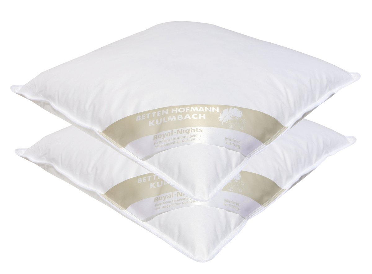 2er Set Hofmann Pusta Kopfkissen aus Baumwolle mit Daunenmix, Farbe: Weiß, B/T/H: 45 x 45 x 45 cm - Bild 1