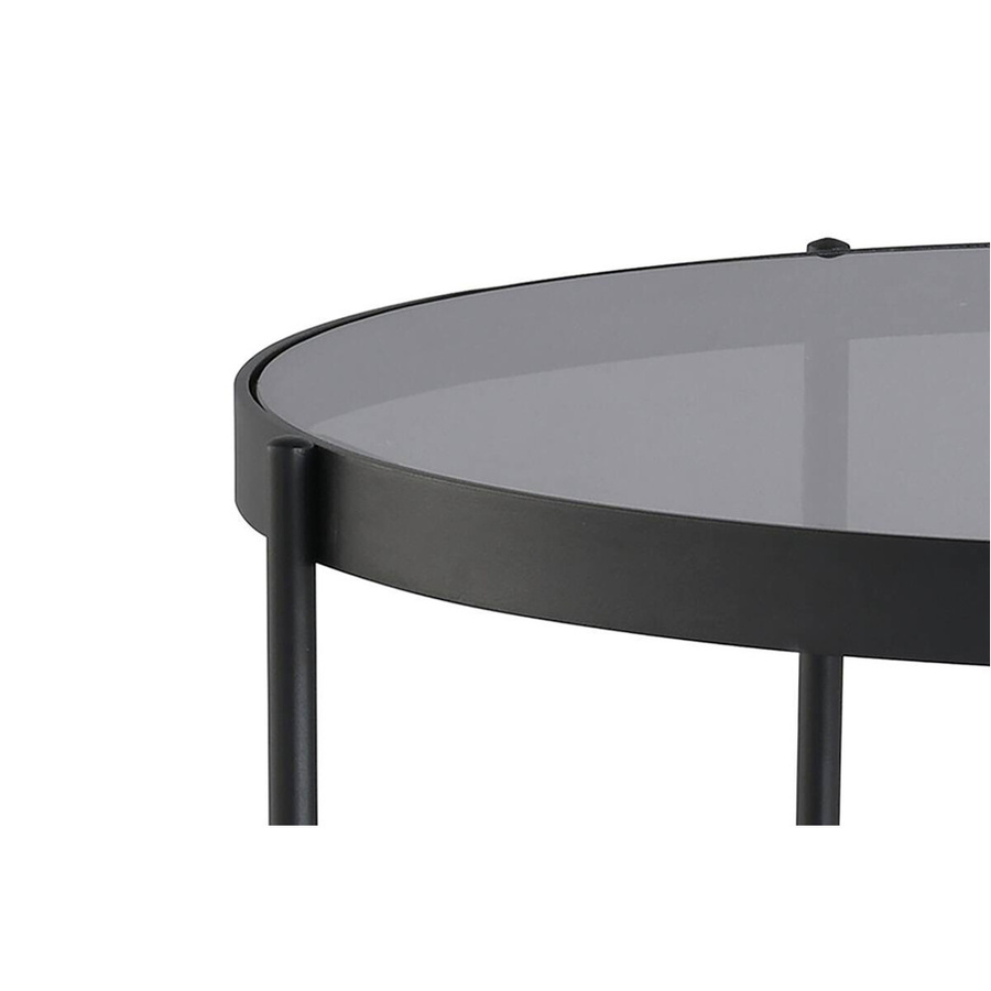 byLIVING Couchtisch OHIO modern in Eiche-Furnier und Grau mit Glasplatte, Breite: 74 cm - Bild 3