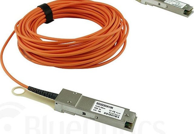 BlueOptics Aktives Optisches Kabel (AOC) kompatibel mit Juniper EX-QSFP-8LC-AOC15M, 40GBASE-SR4, Ethernet und Infiniband FDR10, Farbe: Orange, Länge: 15 Meter - Bild 1