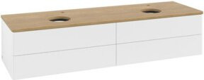V&B Antao Waschtischunterschrank mit Beleuchtung, Eiche Honig, Weiß lackiert, B: 160 cm, T: 50 cm - Bild 1