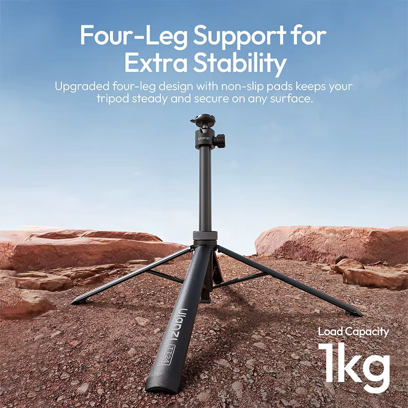 Ulanzi TT24 Quick Release Selfie Stick und vierbeiniger Stativständer für Mobiltelefone und GoPro Action Kameras, Schwarz, 1,5 m - Bild 3