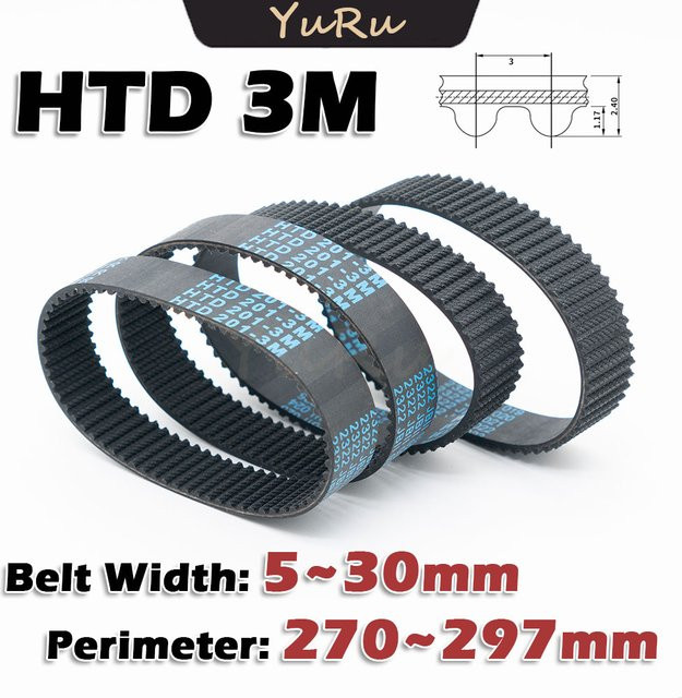 HTD 3M Zahnriemen aus Gummi Closed Loop für CNC-Antriebe, Farbe: Schwarz, Breite: 5 bis 30 mm - Bild 1
