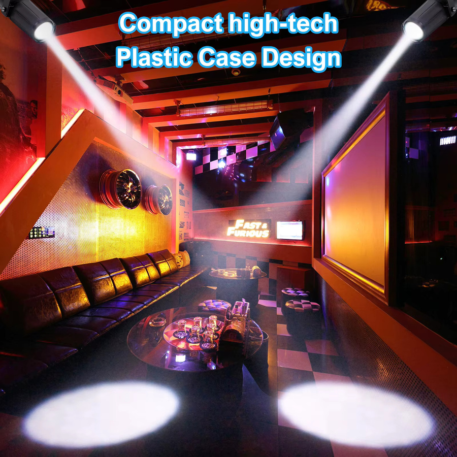 U'King 2er Set LED Pinspot Scheinwerfer 3W Schwarz für DJ, Disco und Party mit Spiegelkugel-Effekt - Bild 2