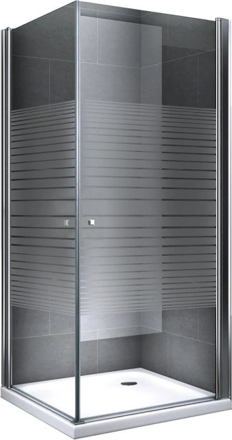 Dein Bau Projekt Duschkabine Glasdusche mit Streifenmuster, Eckdusche, Transparent, B/T/H: 90 x 90 x 190 cm - Bild 1
