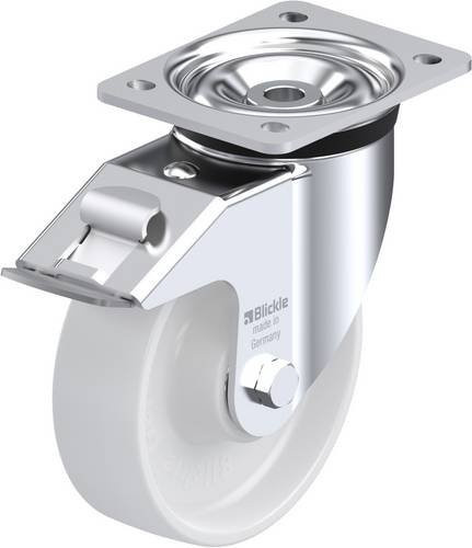 Blickle Lenkrolle LK-PO 160K-FI mit Feststeller in Silber und Weiß, Rad-Durchmesser: 16 cm, Tragfähigkeit: 450 kg - Bild 1