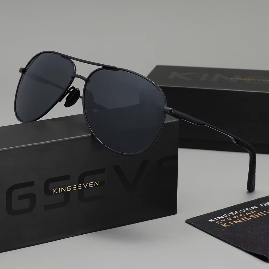 KINGSEVEN Sonnenbrille Aviator, Vollrand, Metall, Schwarz, Unisex - Bild 1