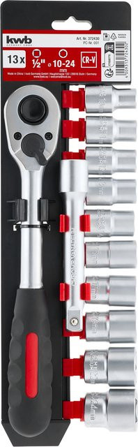 kwb DIY Knarren und Stecknuss Set 13-teilig aus Chrome Vanadium in Silber - Bild 1