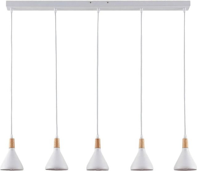 Lindby Pendelleuchte Arina Weiß aus Metall 5-flammig skandinavisch Design für Wohnzimmer und Essbereich - Bild 1