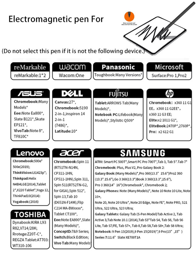 Elektromagnetischer Stift in Schwarz für Lenovo Thinkpad Yoga und Samsung Galaxy Tab L ohne Bluetooth - Bild 3