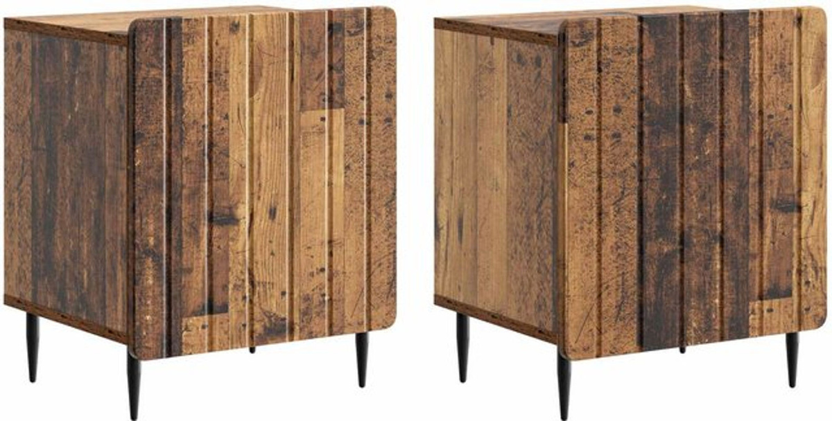 Set aus 2 Nachttischen vidaXL in Altholz-Optik Braun im Industrial Design, B/T/H: 43 x 34,5 x 52 cm - Bild 1