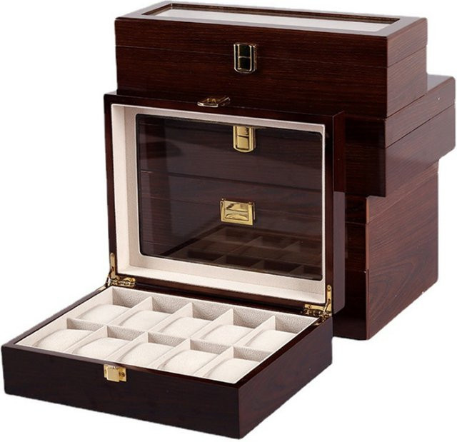 DOKW Uhrenbox aus handgefertigtem Holz in Braun zur Aufbewahrung und Präsentation von Uhren und Schmuck - Bild 1
