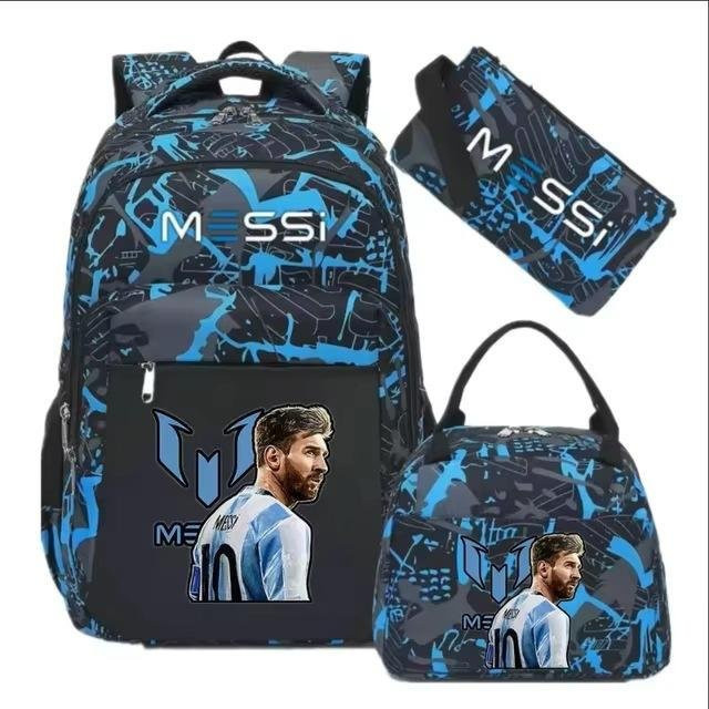 3-teiliges Schulrucksack-Set in Blau aus Oxford-Stoff mit Schultasche, Schultergurt und Federmäppchen - Bild 1